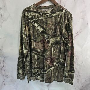 Mossy Oak T Shirt Mens XL Camo Break Up Infinity Long Sleeve Cotton Woodland
